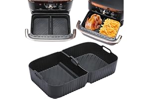 ENSINE Moule Silicone Air Fryer pour Ninja AF500EU, Accessoire Air Fryer Réutilisable pour Ninja Foodi Flex 10,4 L，Airfryer Pot Carrée pour ninja air fryer, Four, Micro-Ondes, Noir