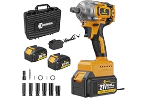 Conentool Akumulatorowa wkrętarka udarowa 680 Nm, 21 V wkrętarka udarowa z akumulatorem 4000 mAh do domu i samochodu, akumulatorowa wkrętarka udarowa 1/2 cala z oświetleniem roboczym LED, 6 kluczy