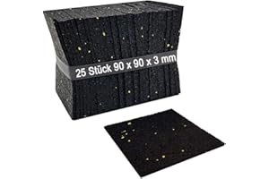 My Plast Lot 3 mm, terrassenpads, terrasses Construction en granulés de Caoutchouc, Noir, 25 STK. 90 x 90 x 3 mm