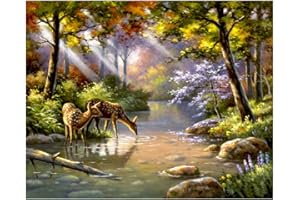 KAIETEUR Kit de peinture par numéro pour adulte, kit de peinture sur toile par numéro pour enfants ou débutants avec pinceaux de peinture, pigment acrylique, peinture à dessin, 40 x 50cm sans cadre (Creek)