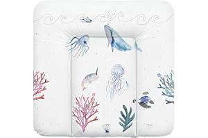 Ceba Baby® Wickelauflage 75x72 cm – Weiche Wickeltischauflage für Jungen & Mädchen – Wasserdicht & Abwaschbar – OEKO-TEX® 100 – Made in EU - Ozean