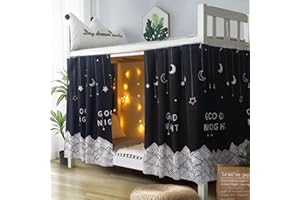 ITODA Students Bunk Bed Curtain Bottom Canopy Bed Curtains Dustproof Blackout Drapery Mosquito Protection Nets Bedding Tent Dormitory Shading Cloth for Single Bed (Black,(3 Pcs))
