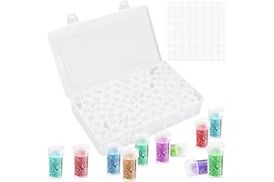 RISVOWO 60 Logements Diamond Painting Accessoires, Boite Diamond Painting Rangement, Boîtes de Rangement Pour Peinture Diamantée Paquets, Amovible en Plastique, 5d Outils de Croix de Conteneurs pour DIY Craft