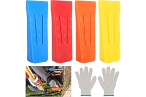 xnnmzhao Fällkeil Kunststoff, 4 Stück Forstkeil Baumkeile ABS Schlagfest, Kettensägen Fällkeil Set Passende Handschuhe Baum Fällkeil für Kettensäge Kettensägen Fällkeil Set
