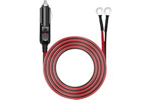 [Cable UL]Chanzon Enchufe macho de 6 Ft Toma de encendedor de cigarrillos + Terminal de ojal Resorte Cable de alimentación 12V 16AWG Cable de servicio pesado Fusible DC Power 12 24 Voltios