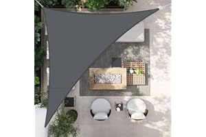 HENG FENG Sun Shade Sail Triangle3x3x4.25m Waterproof PES Polyester Canopy Awning Sunscreen with 95% UV Block for Outdoor Patio Garden Anthracite