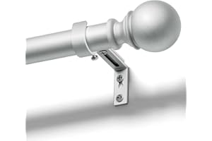 DEFYNEE Curtain Poles with Round Finials, Extendable 80 to 120cm Silver Curtain Poles for Eyelet Curtains 25mm Diameter with Bracket for Bedroom, Dining Room, Living Room or Kitchen