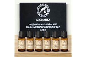 AROMATIKA TRUST THE POWER OF NATURE Set Oli Essenziali Top 6x10ml - Set Regalo - Oli Essenziali per Diffusori - Olio Arancia - Olio Menta Piperita - Olio Eucalipto - Olio Limone - Olio di Melaleuca - Olio Lavanda