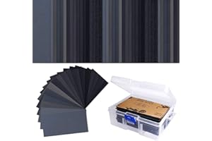AUSTOR Sandpaper Assorted Wet/Dry, 102 Pieces 60 to 3000 Grit Sandpaper Assortment, 3 x 5.5 Inch Abrasive Paper Sheet with Free Box, for Automotive Sanding, Wood Furniture Finishing