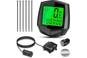 LURICO Contachilometri Bici con Filo, Computer per Bici con 16 Funzioni, Contachilometri per Bici Impermeabile, Contachilometri Bicicletta, Retroilluminazione, Memoria automatica, Schermo ad Alta Risoluzione