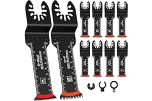 LOYALAEU 10PCS Lames de Scie Oscillantes Lame de Scie Universelle Compatibles avec Dewalt Makita Bosch Milwaukee Outil Multifonction avec Bord de l'arc pour Métal Bois Vis（5 BiM, 5 Cr-V, Extra long）