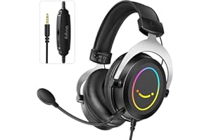 FIFINE 3.5mm Gaming Headset with Mic for PS5,Xbox,PC,Over-Ear Gaming Headphone with Detachable Microphone,RGB,Passive Noise Canceling for Computer,Switch,PlayStation,Wired Gamer Headset-H3