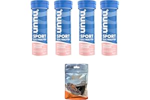 VPOINT LEISURE NUUN Sport Electrolytes Hydration Tablets - 4 Tubes of Electrolyte Tabs (40 Total Tablets) Bundled with A Pack of Elastic No-tie Reflective Shoe Laces (Strawberry Lemonade)