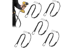 RTDHO Pack Tool Lanyard with Spring Carabiner and Adjustable Loop,90-130cm Stretch Length Maximum Weight Limit 10KG 22.04lb,Tool Lanyard for Working at Height Fall Protection Scaffold Tools (5 Pack)