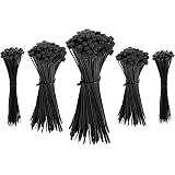 Amazon Basics Adjustable Cable Straps, Zip Ties for Cable Management, 100/120/150/200/300 mm, 500 Pieces in Total, Black