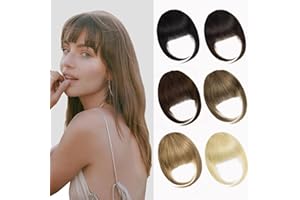 PARXITN Pony Haare Clip in Pony menschliche Haarverlängerungen flache Gesicht Fransen Pony menschliche Haare Stücke für Frauen Blond