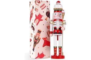 Tpudn Cascanueces gigante de 38 cm (15 pulgadas) con bastón de caramelo y HELADO – Figura coleccionable de madera – Decoración navideña creativa para el hogar, fiestas o como regalo (versión de helado