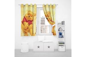 HNSRYLQX Winnie Puuh Verdunklungsgardine Ösen Für Schlafzimmer, Kinder Vorhänge, 100% Polyeste Vorhang Kinderzimmer Junge (3,150x 166 cm)