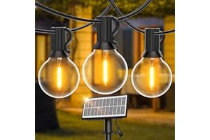 SUWIN Catena Luminosa Esterno Solare, 9M Luci Stringa da Esterno con 15+1 Lampadine LED G40 Bianco Caldo 4 Modalità, Impermeabile IP65 Luci Natale Solare Esterno per Patio, Jardin, Balcon, Fête