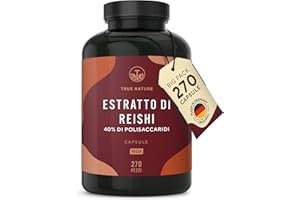 Reishi - 270 Capsule (Big Pack) - 10.050mg Alto dosaggio (Estratto 5:1) - 40% di polisaccaridi bioattivi - Ganoderma Lucidum puro - fungo cinese Reishi - Vegano, testato in laboratorio - TRUE NATURE