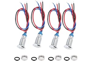 KUIDAMOS 4 Sets (3Types) Pre‑Wired Round LEDs,Dual-Color LED String Lights Waterproof Metal Lights Common Cathod 8mm 3‑6V(Red and Blue)