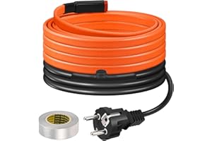 Câble Chauffant Antigel BDDFOTO 25 W/m, Pour Gouttières et Descentes d’Eau Pluviale, Avec Capteur de Température, 4 m