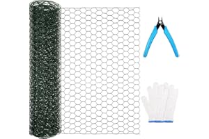 Atoke Chicken Wire 40cmx3M | 25mm Holes with Cutting Plier Gloves,Galvanized Hexagonal Wire Mesh Fencing for Crafts Garden Poultry,Metal Hardware Cloth Netting for Chicken Dog Rabbit