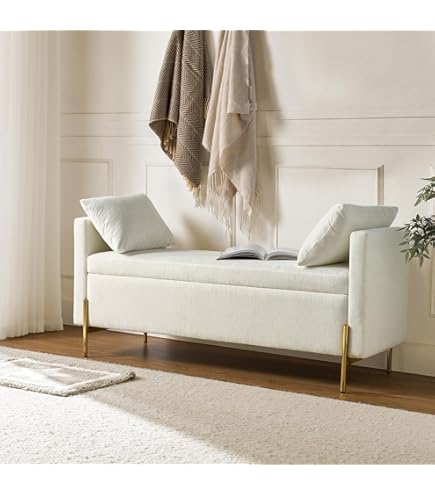 Signature Design By Ashley Panca Portaoggetti Briarson - 127 Cm, Imbottita Beige, Gambe In Legno Marrone