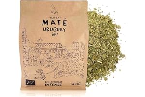 YVY MATÉ Yerba Mate Bio Uruguay 500g | Maté Bio Équitable et Non Fumé | Coupe fine typique | Amertume intense | Idéal pour consommation quotidienne | Maté pour les sportifs