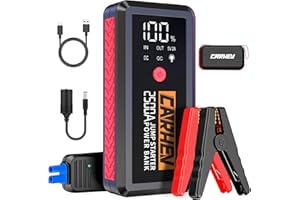 CARHEV Starthilfe Powerbank, 2500A Spitzenstrom 21800mAh Auto Starthilfe Powerbank(bis zu 8,0L Benzin und 8,0L Dieselmotor), 12V Starter Powerbank Starthilfegerät mit LED Taschenlampe und USB QC 3.0