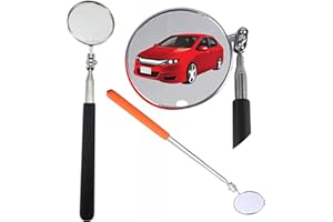 BRICOGAMO Espejo Telescópico Extensible, Herramientas Taller Mecanico Para Coche, Palo Flexible O Porra Bastón Regalo Para Hombre, Barra Para Ver Cosas A Distancia, Aumento Dentista, GIRA 180º Y MIDE 28-44CM