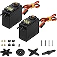 yusvwkj 2 PCS MG995 Servo Motor Control Angle 180°Metal Gear Servo Waterproof Digital High Speed Torque Servo Motor for RC Airplane Helicopter Mechanical Arm Car