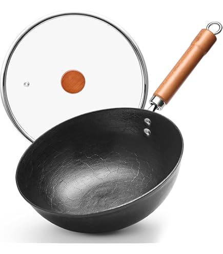 Chinese Zwarte Stalen Ronde Bodem Ongecoat Frituur Wok Met Dubbele Handvatten Al