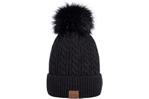 Alepo Beanie-Mützen für Damen, Bommelmütze mit gestricktem Futter, warme Wintermützen für Damen, weiche Skimütze mit Bommel