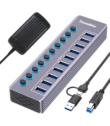 Hub USB 2.0 7x Con Supporto + Alimentatore Spina #j434 - Foto 9