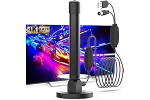 ATOMDREAM TECH TV Aerial Indoor with Amplifier – Magnetic Base 360° Signal Reception, Compatible with All TVs, Supports 8K 4K 1080P – Digital TV Aerial Indoor for Smart TV, Freeview HD Channels – 5m Coaxial Cable