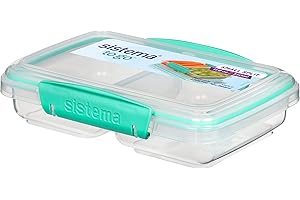 Sistema Small Split TO GO Food Storage Container | 350 ml | Lunch Box with Compartments | BPA-Free | assorted colors