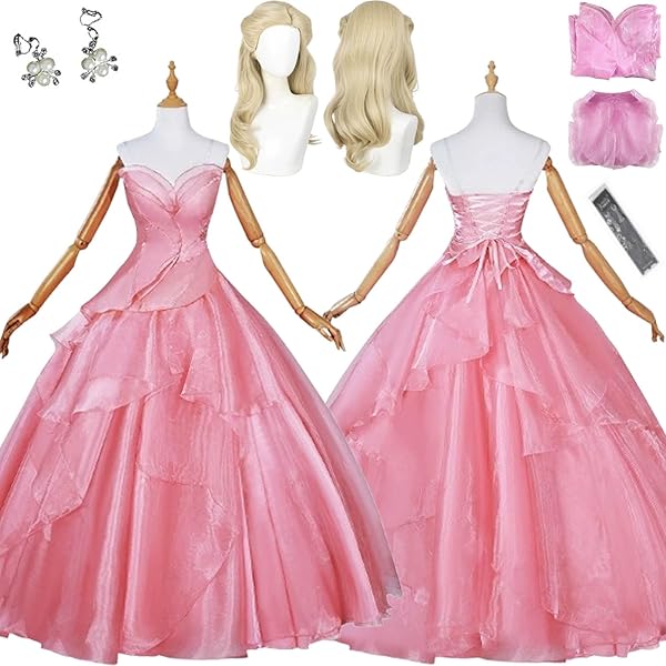 Glinda Jurk voor volwassenen, roze Glinda cosplay kostuum, jurk
