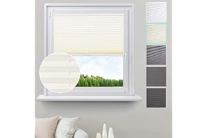 ‎WOLTU WOLTU #391 Plisowana Roleta uchwyt mocujący bez wiercenia, jalousie składany rollo easyfix, napinany, Rollo syntetyczna ochrona wzroku zaciemniona, ochrona przeciwsłoneczna do okien i drzwi,100x130 cm Mlecznobiały