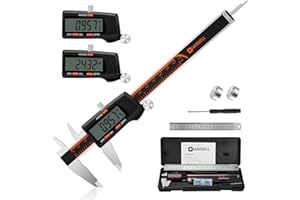 HARDELL Digital Vernier Caliper, 6 Inch Stainless Steel Caliper Measuring Tool with Large LCD Screen, Electronic Vernier Caliper Micrometer with Ruler, Auto-Off Feature, Inch/Millimeter Conversion