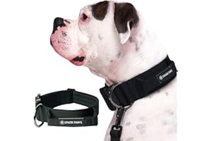 Spark Paws Taktisches Hundehalsband – Robuste, Premium-Qualität, Dick und Langlebig für Große und Mittelgroße Hunde - Black - L: 36-68kg [5cm]
