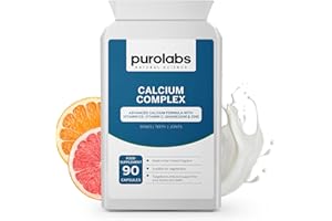 Purolabs Calcium Complex – High Strength Calcium & Vitamin D3 with Magnesium, Zinc & Vitamin C – Tablets for Women & Men Support (Capsule Formula) – Bone & Muscle Health – 90 Capsules