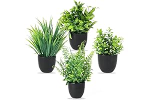 ‎ASOENTIWOX ASOENTIWOX 4 Stück Kunstpflanze mit Topf, Künstliche Plastik Pflanze Deko, Klein Fake Plant Topfpflanze Emulation Pflanze Künstlich für Schreibtisch, Haus, Balkon und Bad Dekoration
