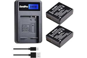 2Packs DuraPro DMW-BLG10 DMW-BLG10E Battery + Slim USB LCD Charger for Panasonic DMW-BLE9 Battery; Panasonic LUMIX GF5 GF6 GX7 LX100 GX80 GX85 Cameras