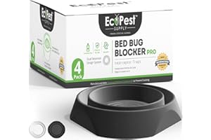 ECOPEST Intercepteurs de Punaises de Lit – Lot de 4 | Bed Bug Blocker (Pro) Pièges Intercepteurs | Piège à Insectes, Dispositif de Contrôle, et Détecteur pour Pieds de Lit (Noir)