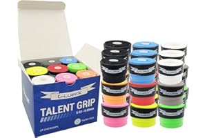 G-Lueck Lot de 27 bandes de préhension de tennis Overgrips Talent Grip | 0,50 à 0,60 mm d'épaisseur | Pour raquettes de badminton de squash et golf avec bande de fermeture autocollante | très adhérente