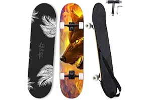 ALIHOC Monopatín estándar de 31 Pulgadas, Superficie de Tablero de Arce de 7 Capas, Apto para niños, Adolescentes, Adultos, Principiantes y Profesionales, con una Carga máxima de 150 kg