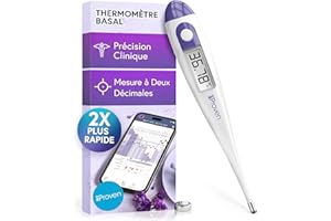 IPROVÈN Thermometre basal ovulation – Thermometre double decimale, lecture rapide en 60 s, fonction mémoire, thermomètre basal pour suivi naturel de l’ovulation, BBT précis, thermometre symptothermie iProven