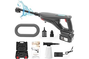 C-NUTS HEALTH Cordless pressure washer,Brushless Motor portable jet wash 50 Bar/725 PSI with 20000mA Battery.portable power washer,6-in-1 Nozzle,5m Hose For Garden, Patio, Car Wash & More.… (Black)
