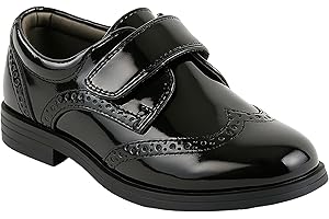 SIRRI Boys Patent Dress Shoes Strap Brogue Formal Wedding Pageboy Footwear